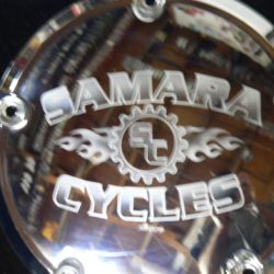 Samara cycles logo on a chrome plate.