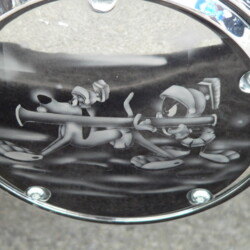 A black and white picture of a motorcycle.