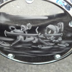 A black and white picture of a motorcycle.