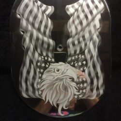 A metal plate with an eagle on it.