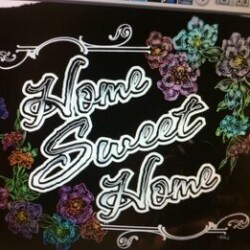 A computer screen with the words home sweet home on it.